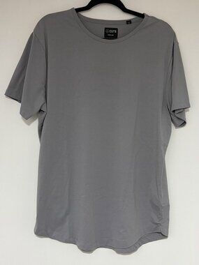 Cuts Clothing Men’s Gray Curve Hem Tee Short Sleeve T-Shirt Crew Neck XXL